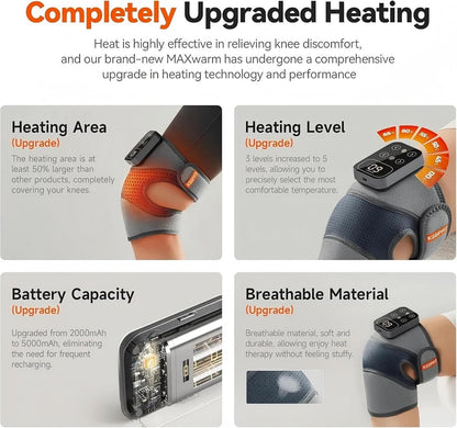 Cordless Knee Massager with Heat Vibration for Pain Relief